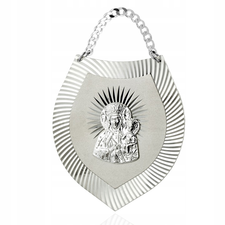 Srebrny Ryngraf Matka Boska na Pamiątkę Chrztu Świętego Grawer dla Dziecka