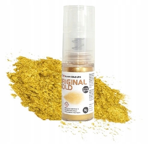 BARWNIK SPOŻYWCZY ZŁOTY W PROSZKU W SPRAYU BROKAT POMPKA PYŁEK 5g WYDAJNY