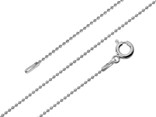 ŁAŃCUSZEK SREBRNY 925 KULKOWY 1,0 - DŁUGOŚĆ 40cm