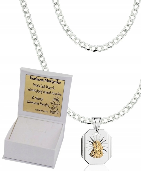 Łańcuszek Srebrny Pancerka 2,30 mm z Medalikiem pr 925 Grawer Gratis