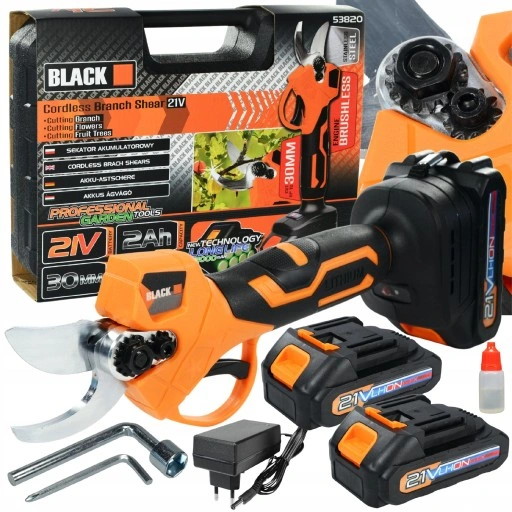 SEKATOR AKUMULATOROWY DO KRZEWÓW GAŁĘZI 30mm 21V + 2 X AKU 2Ah i Ładowarka