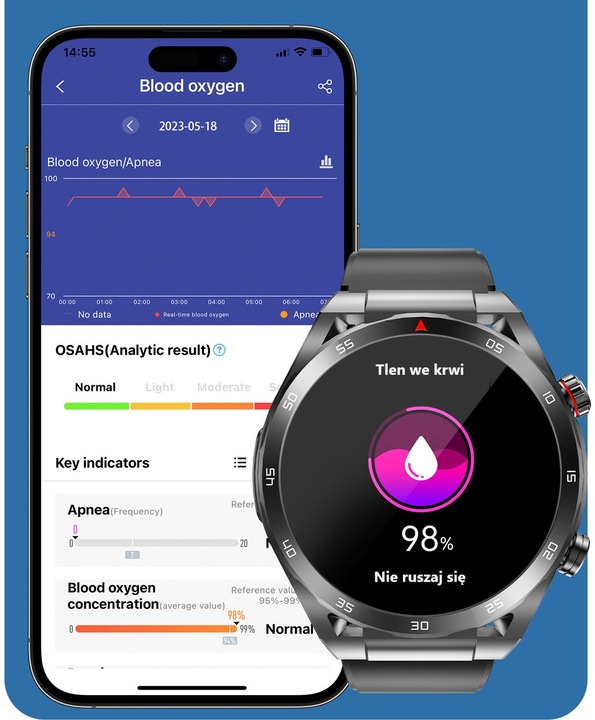 SMARTWATCH ZEGAREK TEMPERATURA CIAŁA POMIAR CUKRU GLUKOZA 3 PASKI HRV EKG
