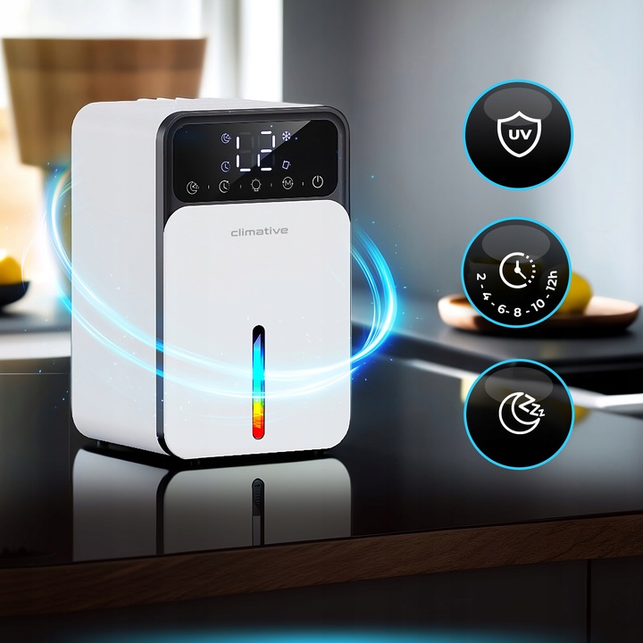 Cichy osuszacz LUXE 1200ml UV + LED wydajny pochłaniacz wilgoci do domu