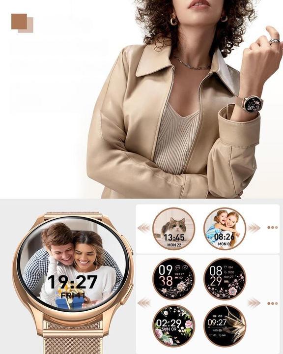 ZEGAREK DAMSKI SMARTWATCH AMOLED EKG POMIAR CUKRU CIŚNIENIE TEMPERATURA