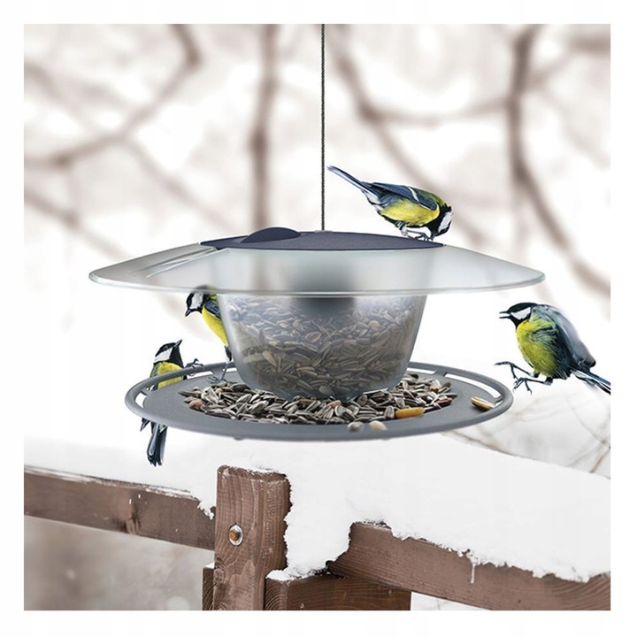 NOWOCZESNY KARMNIK DLA PTAKÓW Z ZIARNEM 1KG BIRDYFEED ROUND WYTRZYMAŁY