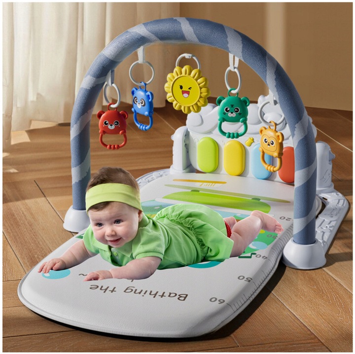 Mata Edukacyjna Interaktywna 3w1 z Pianinkiem Grzechotki dla Niemowląt 0+