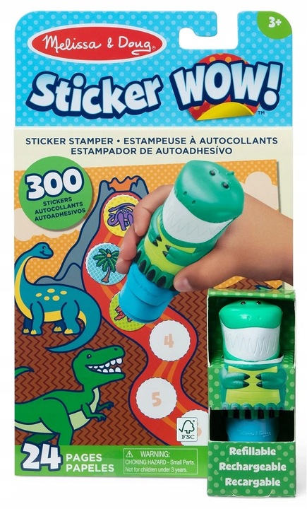 Naklejki dla dzieci Książeczka ze stempelkiem Dinozaury Sticker WOW Melissa