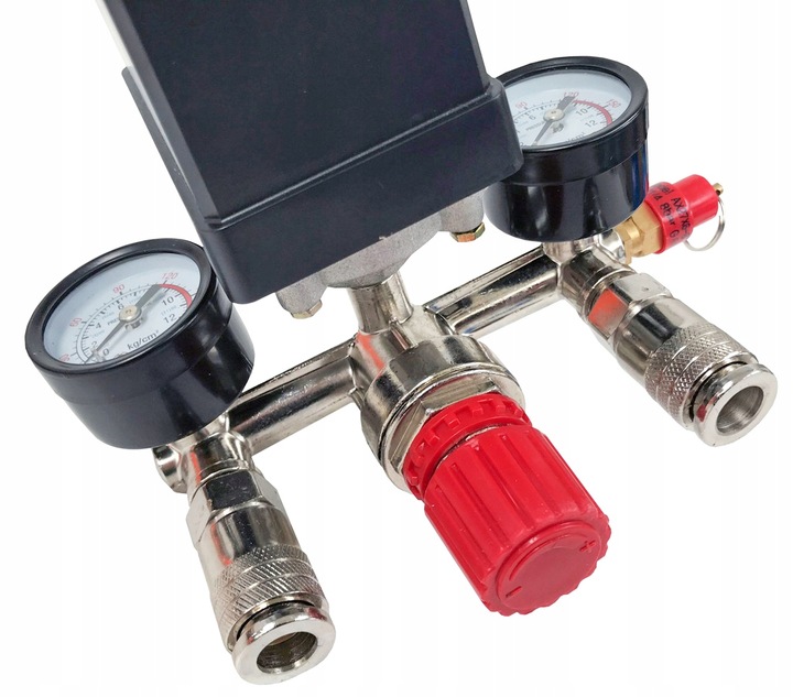 WYŁĄCZNIK CIŚNIENIOWY DO KOMPRESORA 230V PRESOSTAT REDUKTOR 8 BAR 1/2" 1/4"