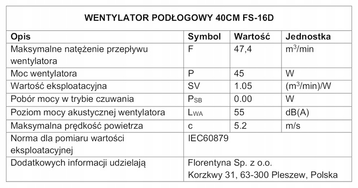 WENTYLATOR podłogowy biały Botti Stellar 40cm