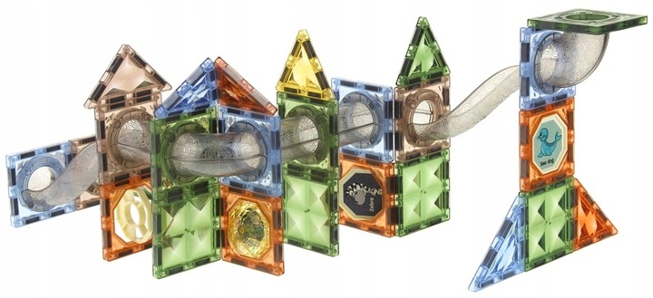 Klocki Magnetyczne Konstrukcyjne Świecące Tor Kulkowy Kulodrom Panele 69 el