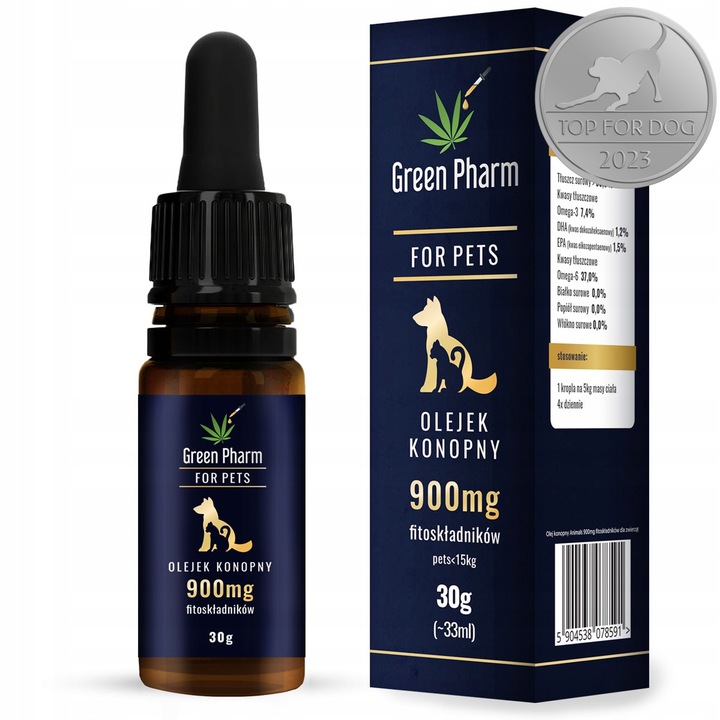 Olejek Konopny CBD 3% | Dla Psa 900mg 33ml | Weterynaryjny | Bez THC