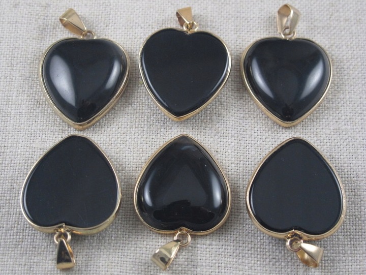 WISIOREK kamień ONYKS CZARNY serce 25mm [W1073]