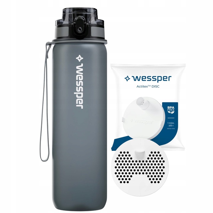 Butelka filtrująca motywacyjna bidon na wodę tritan Wessper + filtr