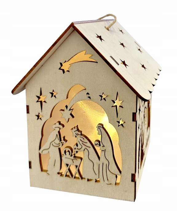 Lampion na Roraty lampion Adwentowy drewniany Lampion + LED Piękne Gwiazdki