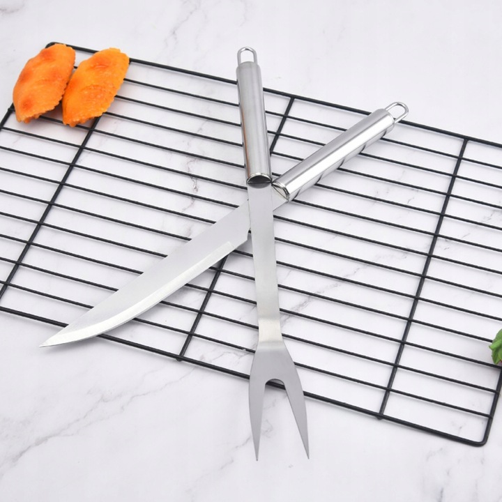 STALOWY Zestaw grillowy akcesoria przybory sztućce do grilla 5w1 + ETUI