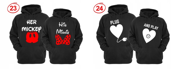 ZESTAW DWÓCH BLUZ Z KAPTUREM DLA ZAKOCHANYCH PAR