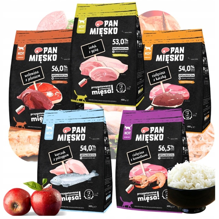 PAN MIĘSKO SUCHA KARMA DLA KOTÓW BOGATY MIX SMAKÓW 5 X 400 G