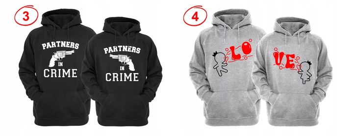 ZESTAW DWÓCH BLUZ Z KAPTUREM DLA ZAKOCHANYCH PAR