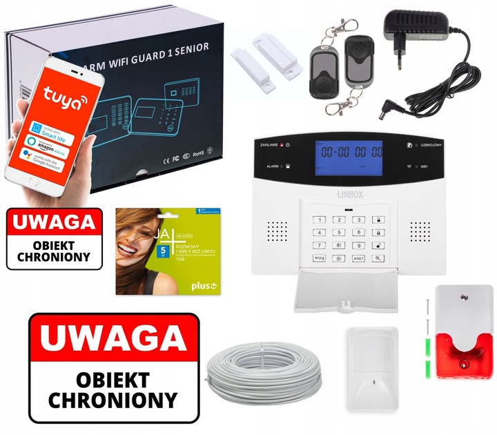 PRZEWODOWY ALARM LCD GSM WIFI TUYA SENIOR GUARD 1 1PIR
