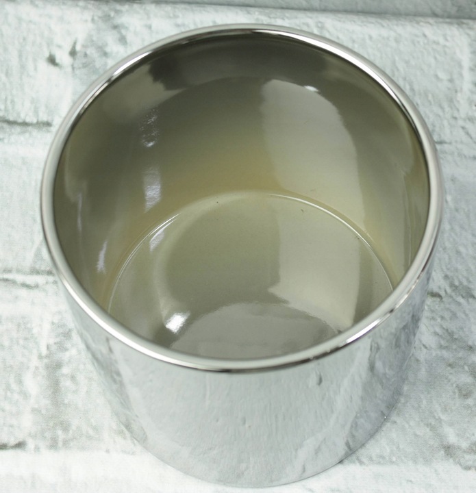 Doniczka Osłonka Ceramiczna Walec Srebrny Do Kwiatów i Kompozycji 15 cm