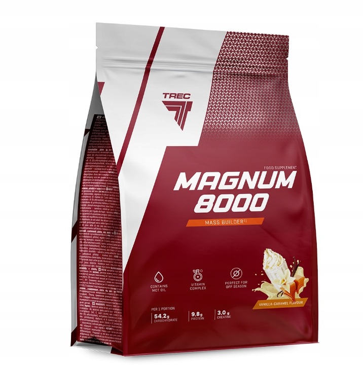Trec Magnum 8000 5450g Karmel Wanilia Gainer Super Masa Węglowodany Kalorie