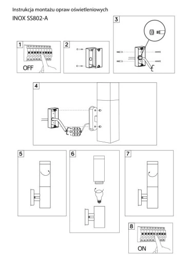 Kinkiet Inox Kwadratowa Black SS802-A BL Suma