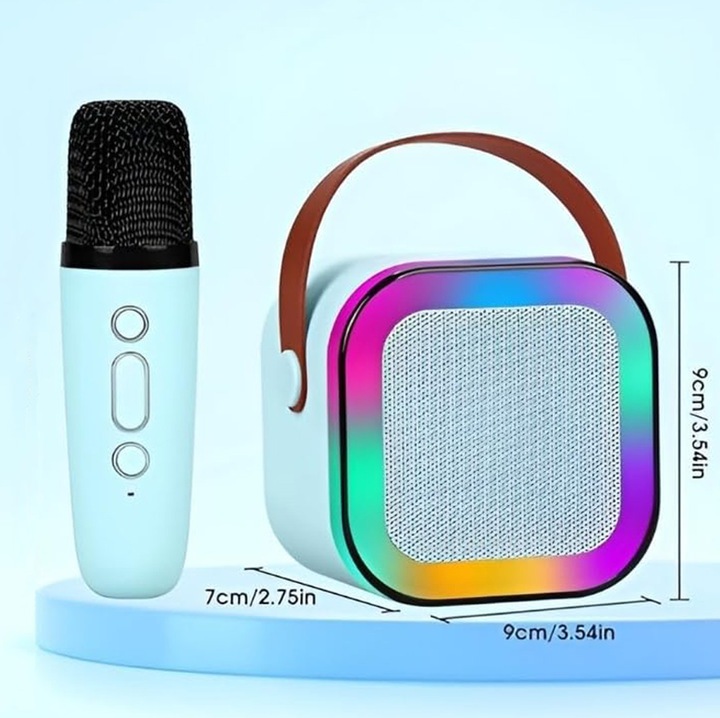 ZESTAW GŁOŚNIK BLUETOOTH PRZENOŚNY KARAOKE RGB 2 MIKROFONY USB SD MINI JACK