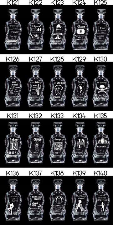 KARAFKA DO WHISKY Z GRAWEREM 6 SZKLANEK URODZINY PREZENT EMERYT WALENTYNKI