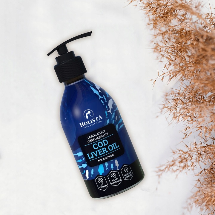 HOLISTA COD LIVER OIL TRAN z DORSZA OLEJ dla Psa KOTA WITAMINY A D3 250ML