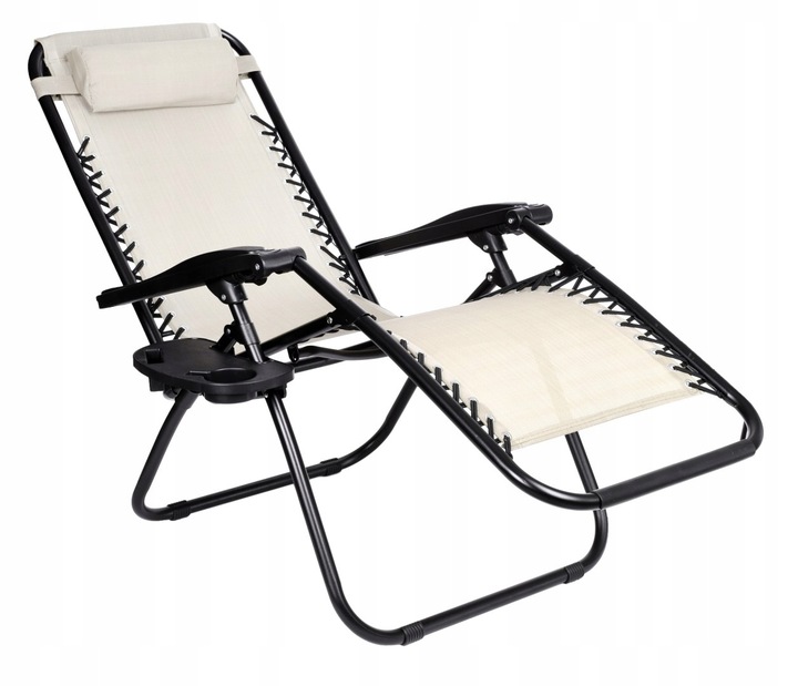 LEŻAK OGRODOWY JASNY BEŻOWY ORION FUNKCJA ZERO GRAVITY