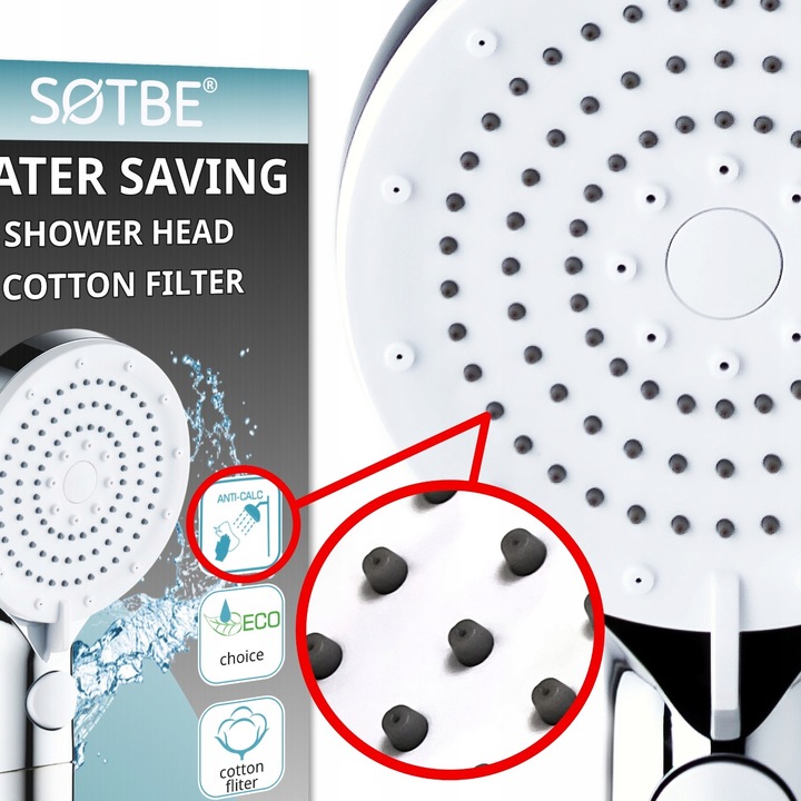 Prysznicowa słuchawka z filtrem bawełnianym SOTBE TIRSO LARK-SOHE-17