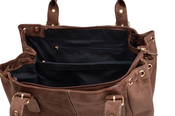 BESTINI torebka damska KLASYCZNA na ramię A4 ZAMSZ czekolada shopper