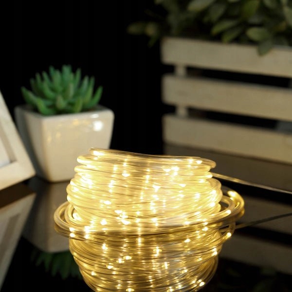 PIĘKNY JASNY WĄŻ ŚWIETLNY Z BROKATEM LED LAMPKI OZDOBNE CHOINKOWE 10M ZEW.