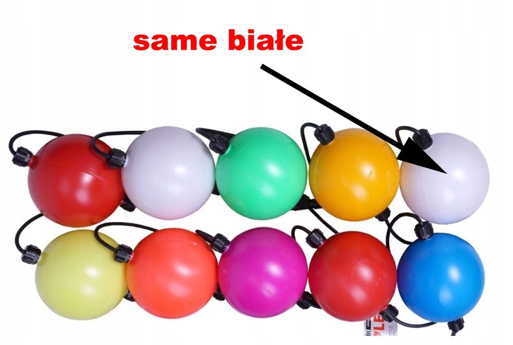 LAMPKI CHOINKOWE LED-10 DUŻE KULE ZEWNĘTRZNE MIX