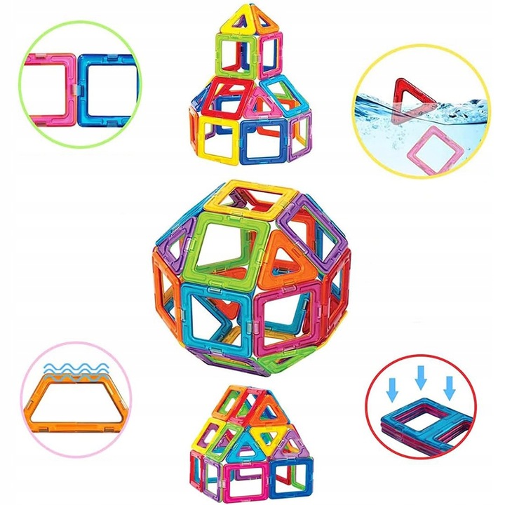 DUŻE KLOCKI MAGNETYCZNE KONSTRUKCYJNE EDUKACYJNE DLA DZIECI 3D 180ELE