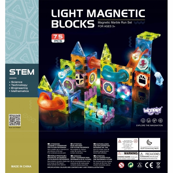 Klocki Magnetyczne Tor Kulkowy 75 el. WOOPIE