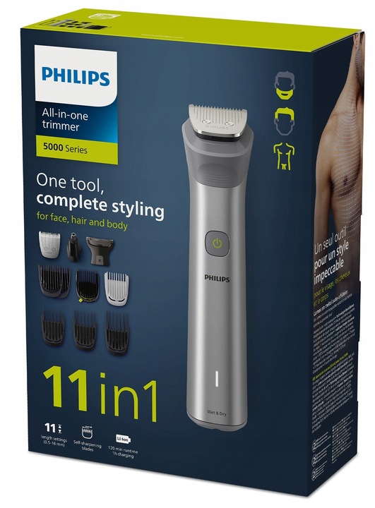BEZPRZEWODOWA MASZYNKA TRYMER PHILIPS DO WŁOSÓW ZAROSTU BRODY GOLARKA 11W1