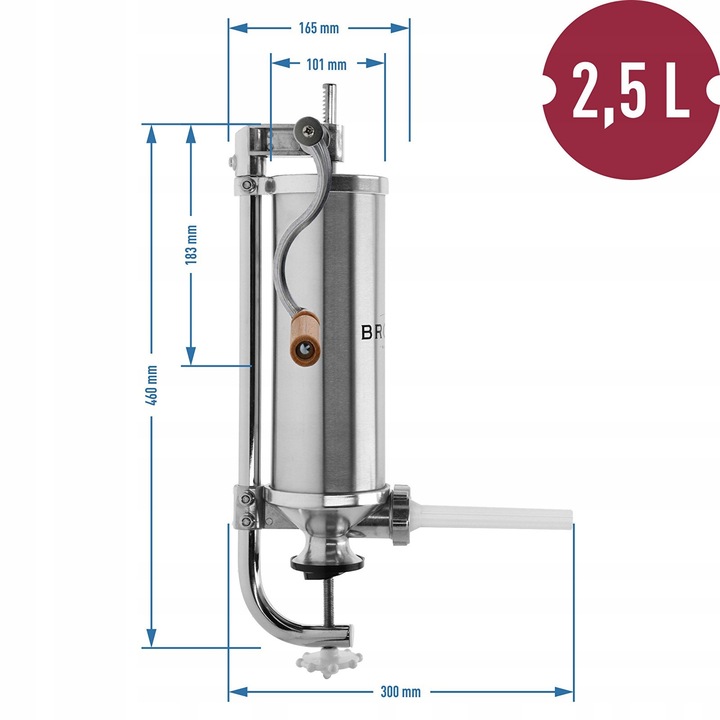 PIONOWA NADZIEWARKA DO KIEŁBAS BROWIN STAL NIERDZEWNA 311007 4 lejki 2,5 kg