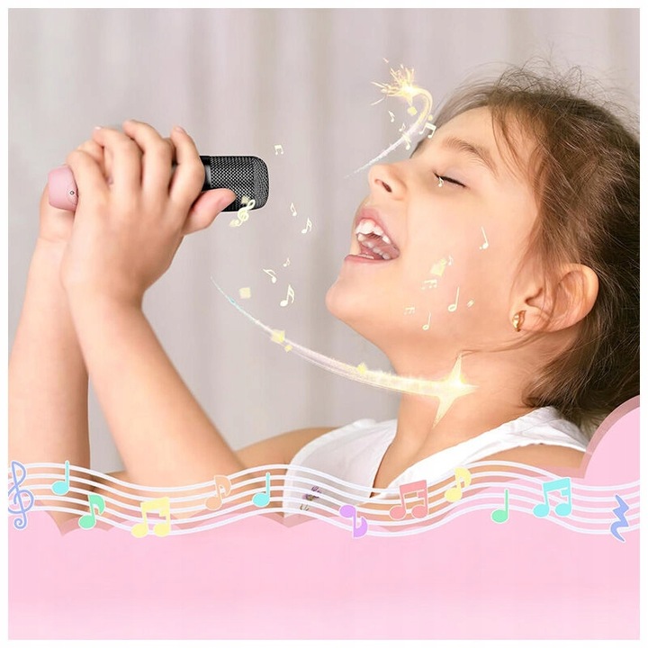 BEZPRZEWODOWY ZESTAW DO KARAOKE DLA DZIECI BLUETOOTH GŁOŚNIK + 2 MIKROFONY