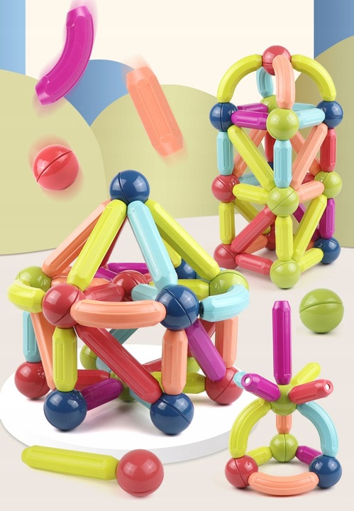 KLOCKI MAGNETYCZNE KONSTRUKCYJNE EDUKACYJNE MAGNETIC STICKS DLA DZIECI 98EL