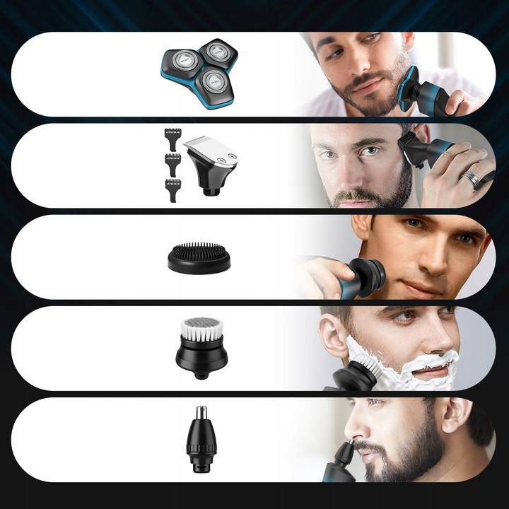 GOLARKA MĘSKA MASZYNKA DO GOLENIA TRYMER DO NOSA 5W1 Z OŚWIETLENIEM LED