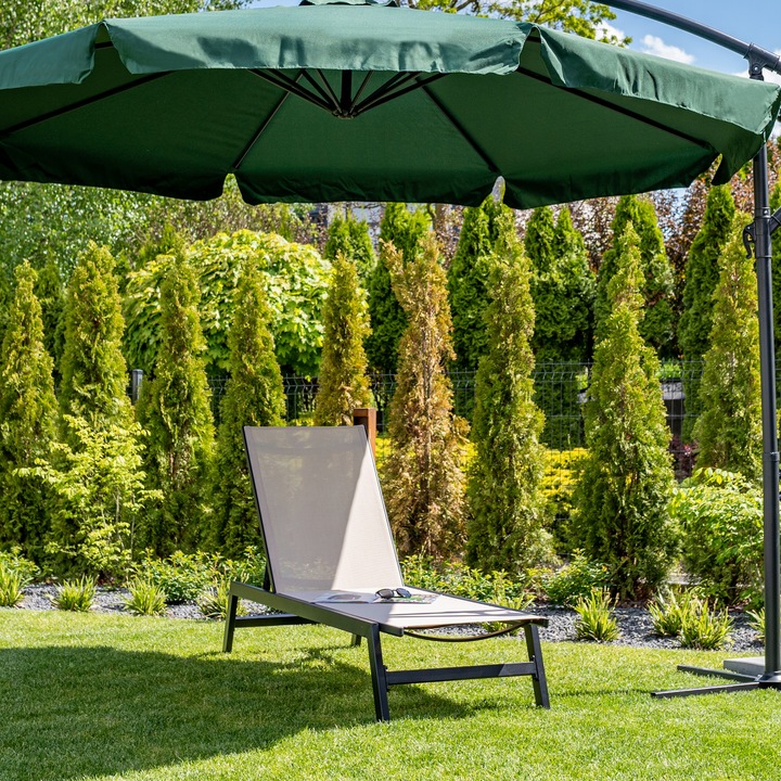 Leżak ogrodowy beżowy wygodny z aluminium rozkładany Leżanka na taras 60 cm