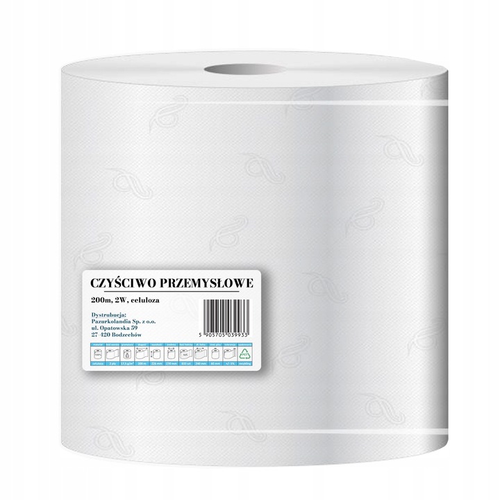 CZYŚCIWO przemysłowe DUŻY RĘCZNIK PAPIEROWY 2W celuloza rolka 2 sztuki 200m