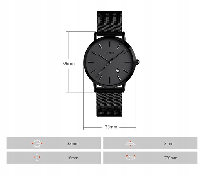 Zegarek damski SKMEI bransoleta mesh datownik czytelna tarcza