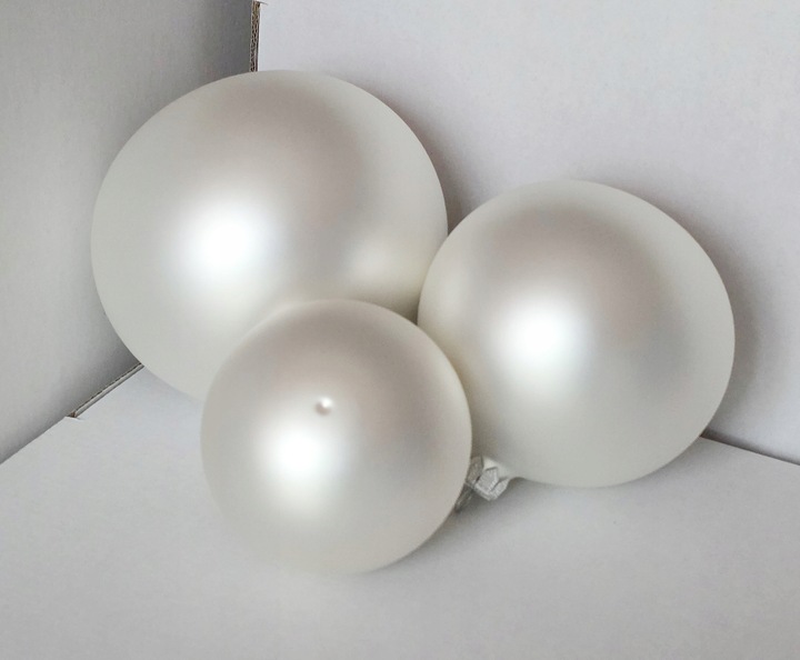 Bombki choinkowe szklane BIAŁY MAT perłowy 8 cm super efekt srebrzysty