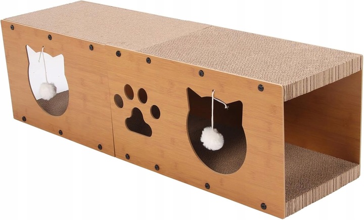 DRAPAK DLA KOTA KARTONOWY DOMEK BUDKA DRAPANIE TEKTUROWY LEGOWISKO Z PIŁKĄ