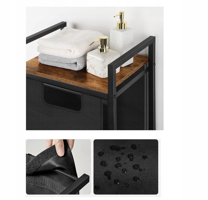 Kosz na pranie z półką INDUSTRIALNY LOFT DREWNIANY 72x50x33 (W010)