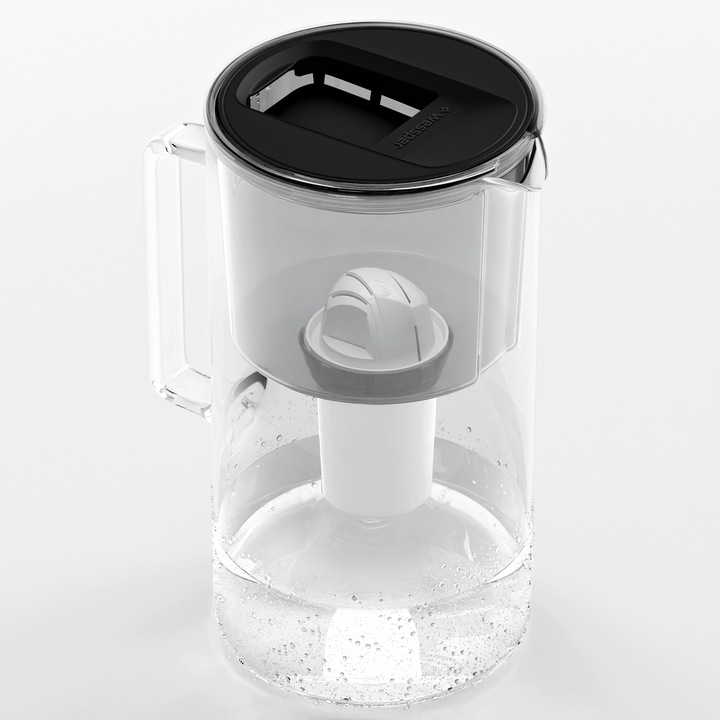 Dzbanek filtrujący szklany Wessper WES202-BK 3l Czarny 1x filtr aquaclassic