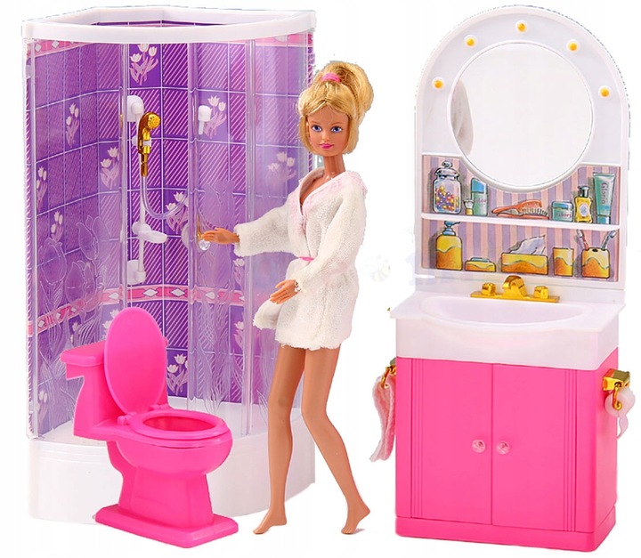 ŁAZIENKA 0604 meble do domku domek dla lalek lalka sedes prysznic akcesoria
