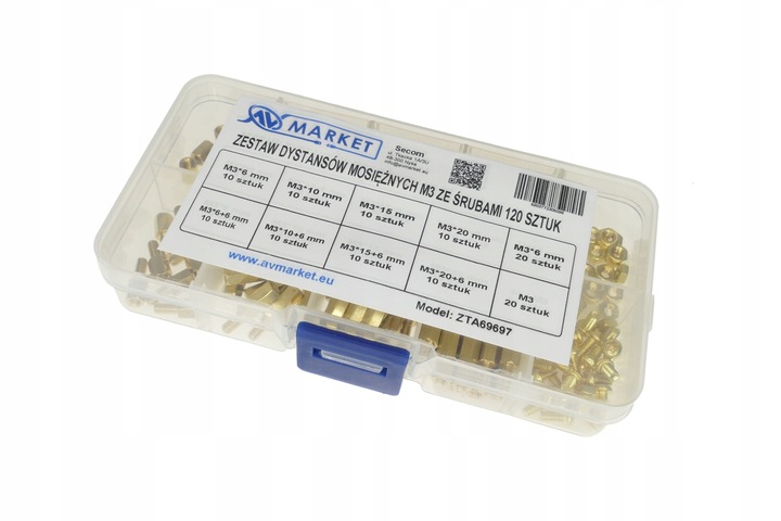 ZESTAW DYSTANSÓW MOSIĘŻNYCH M3 +ŚRUBY 120 SZTUK